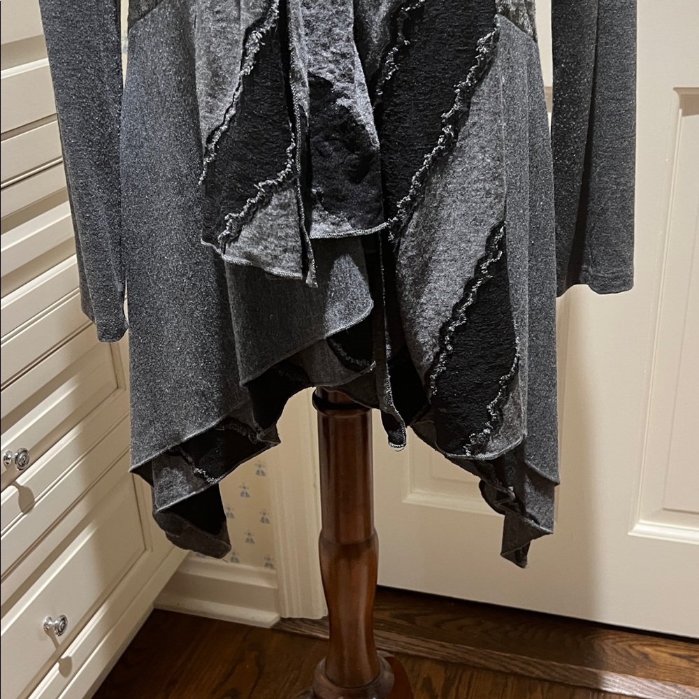 Medium Gray Long Sweater Jacket With Attached Gra… - image 4